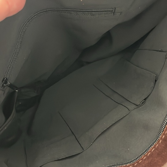 Bolivian Suede Leather Stamped Tapestry Bucket Shoulder Tote Bag - Picture 8 of 9